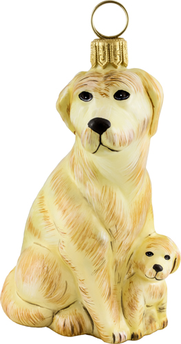 Labrador Retriever- Yellow Mother with Puppy
