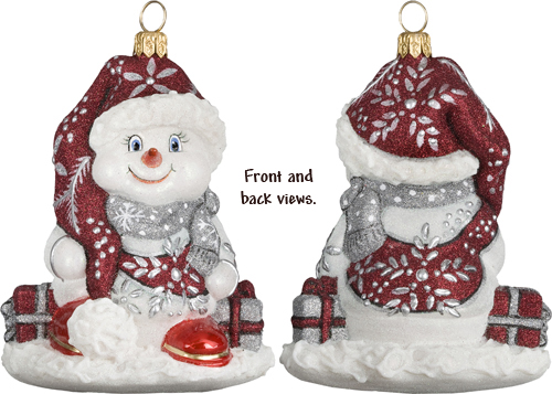 Red and Silver Snowflake Snowman