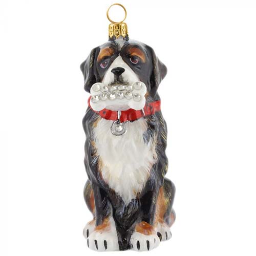 Bernese Mountain Dog<br> with Crystal Dog Bone