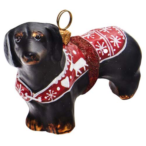 Black Dachshund <br>in Nordic Sweater