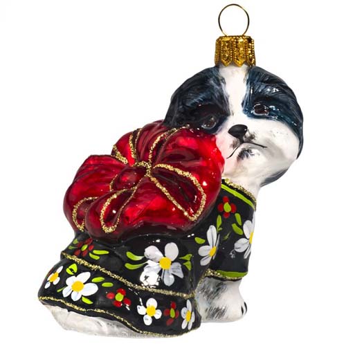 Black White Shih Tzu<br> in Kimono with Red