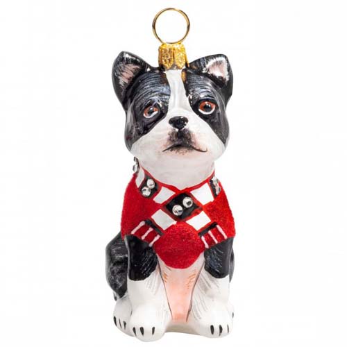 Boston Terrier in Red<br>Velvet Coat Scarf