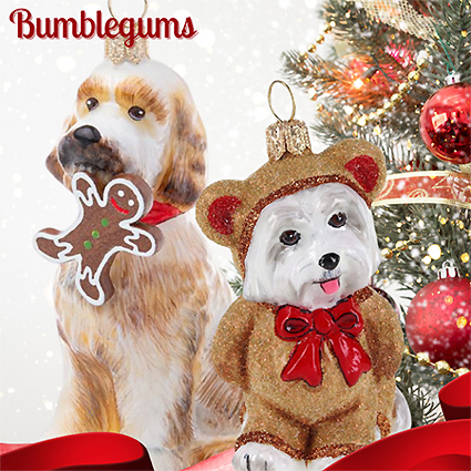 Discover hundreds of hand painted dog Christmas ornaments.