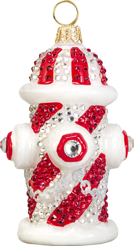 Candy Cane Crystal Encrusted Fire Hydrant