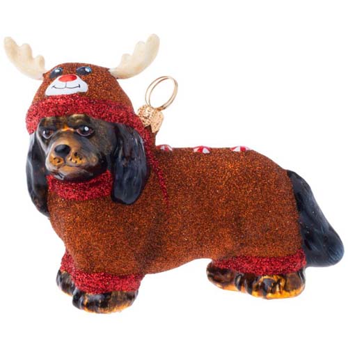 Cavalier King Black Tan <br>in Reindeer Pajamas