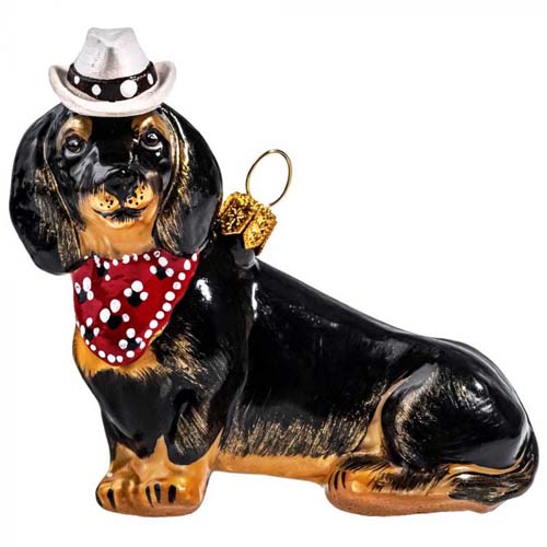 Dachshund Black <br>in Cowboy Hat Kerchief