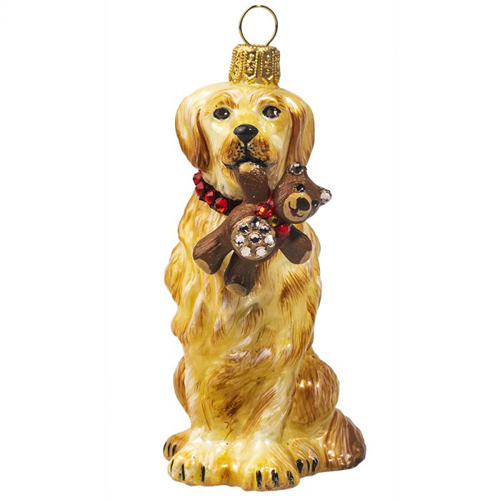 Golden Retriever with <br>Crystal Teddy Bear