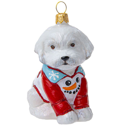 Maltese in Snowman <br>Christmas Pajamas