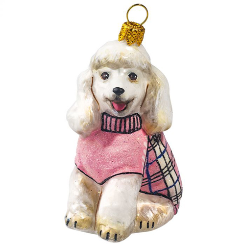 Poodle in Pink & <br>Black Checked Sweater