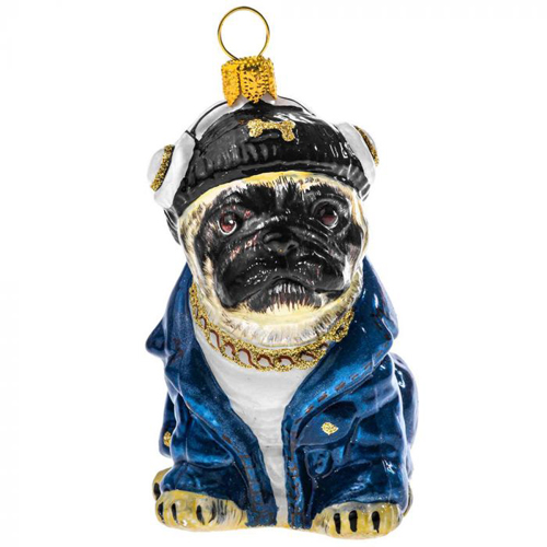 Pug Fawn in Denim <br>Jacket Head Phones