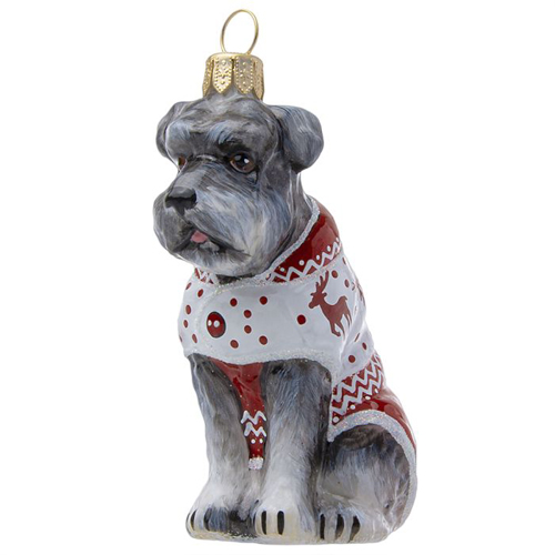 Schnauzer Gray in <br>Reindeer Christmas Pajamas