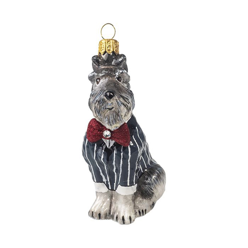 Schnauzer in Gray <br>Pinstripe Suit