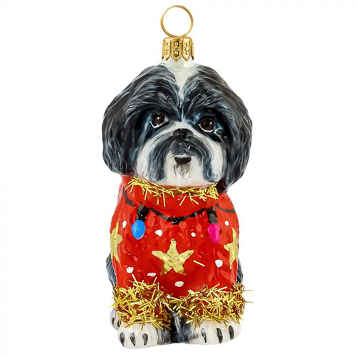 Shih Tzu Black White in <br>Ugly Christmas Sweater