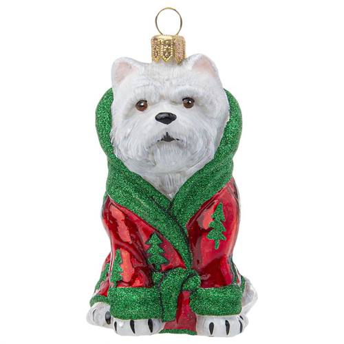 Westie in <br>Christmas Robe