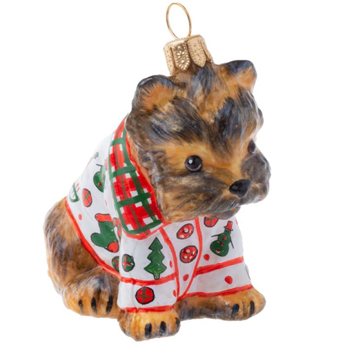 Yorkshire Terrier in Tartan <br>Plaid Christmas Pajamas